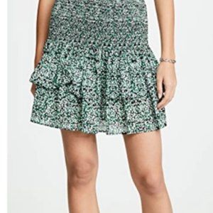 Rebecca Minkoff green floral smocked tiered skirt